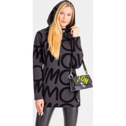 SUKIENKA PATRIZIA PEPE. Czarne bluzy damskie m, z aplikacjami, z elastanu, z kapturem, mini, proste. Za 593,40 zł.