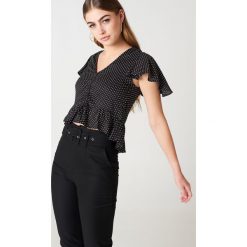 Bluzki damskie: NA-KD Boho Bluzka z rozkloszowanymi rękawami – Black