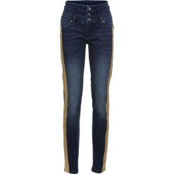 Spodnie z wysokim stanem: Dżinsy z metalicznymi paskami bonprix ciemny denim