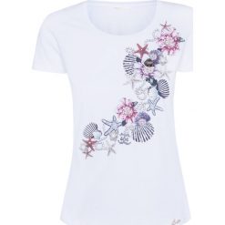 T-shirt EAN13 Biały|Print. Białe t-shirty damskie marki Ean13, z nadrukiem, z elastanu, wakacyjne, z okrągłym kołnierzem. W wyprzedaży za 300,00 zł.