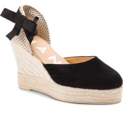 Espadryle MANEBI - Wedge Valenciana K 1.0 WV Black Goat Suede. Czarne espadryle damskie Manebi, bez wzorów, ze skóry, bez obcasa, na obcasie. W wyprzedaży za 389,00 zł.