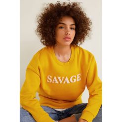 Mango - Bluza Peli. Brązowe bluzy z nadrukiem damskie Mango, l, z bawełny, bez kaptura. W wyprzedaży za 69,90 zł.
