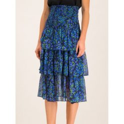 Spódnica trapezowa The Kooples FJUP19018K. Niebieskie spódniczki damskie The Kooples, bez wzorów, z jedwabiu, midi, trapezowe. W wyprzedaży za 619,00 zł.