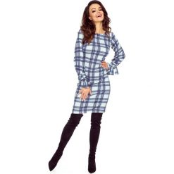 INGRID Kraciasta sukienka z wiązaniami na rękawach Szary. Czarne sukienki damskie Bergamo, s, bez wzorów, z elastanu, bez kołnierzyka, bez rękawów. Za 159,00 zł.