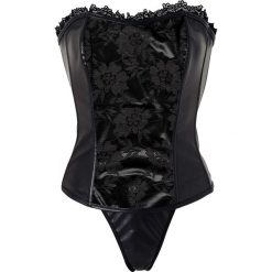 Gorset + stringi (2 części) bonprix czarny. Czarne bluzki body bonprix, z koronki. Za 99,99 zł.