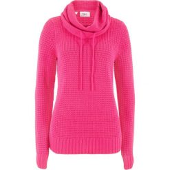 Sweter bonprix ciemnoróżowy. Różowe swetry damskie bonprix, bez wzorów, bez rękawów, bez kaptura. Za 54,99 zł.