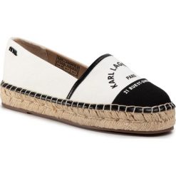 Espadryle KARL LAGERFELD - KL80108 White Canvas w/Black. Czarne espadryle damskie KARL LAGERFELD, bez wzorów, ze skóry, bez obcasa, na płaskiej podeszwie. Za 549,00 zł.