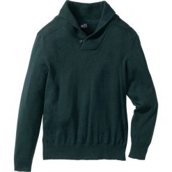 Swetry klasyczne męskie: Sweter z szalowym kołnierzem Regular Fit bonprix niebieskozielony morski