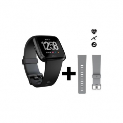 Inteligentny zegarek sportowy Versa + pasek. Czarne zegarki męskie marki Fitbit. Za 889,99 zł.