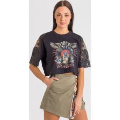 T-SHIRT FONDUTA pinko. Czarne t-shirty damskie Pinko, l, bez wzorów, z materiału, bez kołnierzyka. Za 519,00 zł.