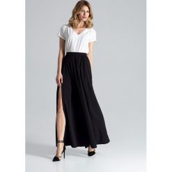 Spódnica maxi z rozcięciami czarna - xl. Czarne spódniczki damskie e-margeritka.pl, xl, bez wzorów, z elastanu, eleganckie, z długim rękawem, długie, bez kaptura. Za 149,99 zł.