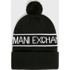 Armani Exchange - Czapka. Czarne czapki zimowe męskie marki Armani Exchange, l, z materiału, z kapturem. Za 239,90 zł.