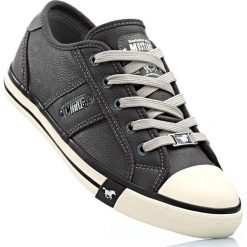 Sneakersy Mustang bonprix antracytowy. Szare buty sportowe damskie bonprix, ze skóry. Za 179,99 zł.