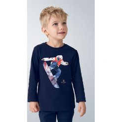 Mayoral - Longsleeve dziecięcy 92-134 cm. Niebieskie t-shirty chłopięce Mayoral, z nadrukiem, z bawełny, z długim rękawem. Za 70,90 zł.