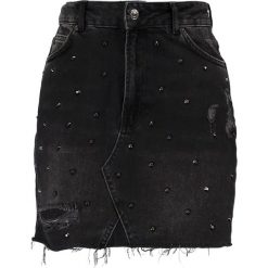 Spódniczki: Topshop Tall RIP STUD Spódnica jeansowa washed black