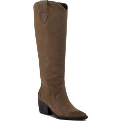Kozaki CARINII - B5296 O22-000-000-D64. Zielone kozaki damskie Carinii, ze skóry, bez obcasa, na obcasie, bez zapięcia. Za 479,00 zł.