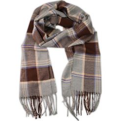 Brązowo-Niebieski Jesienno-Zimowy Ciepły Szalik Męski w Kratkę, z Frędzlami SZAEMACSHSTR600108. Pomarańczowe szaliki męskie Em men's accessories, na zimę, w kratkę, z materiału. W wyprzedaży za 29,00 zł.