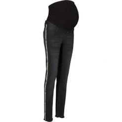 Dżinsy ciążowe SKINNY z lampasami we wzór skóry węża bonprix szary denim. Szare jeansy damskie bonprix, bez wzorów, z bawełny. Za 37,99 zł.