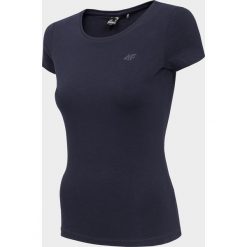 T-shirt damski TSD300 - granat. Czarne t-shirty damskie 4f, bez wzorów, bez kołnierzyka. Za 29,99 zł.