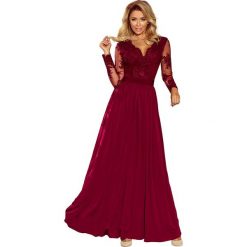 Bordowa Wieczorowa Sukienka Maxi z Koronkową Górą. Czerwone długie sukienki marki Molly.pl, na imprezę, l, z koronki, eleganckie. Za 368,90 zł.