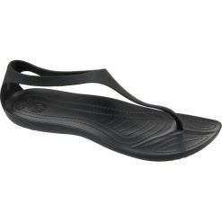 Crocs Sexi Flip Wmns 11354-060. Czarne klapki damskie Crocs, bez wzorów, z materiału, bez obcasa. W wyprzedaży za 129,99 zł.