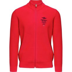 Sweter AERONAUTICA MILITARE. Czerwone swetry męskie Aeronautica Militare, z haftami, z dzianiny, ze stójką, bez kaptura. Za 570,00 zł.