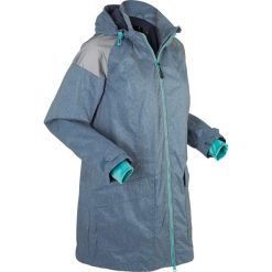 Kurtka funkcyjna outdoorowa bonprix ciemnoniebiesko-zieleń morska melanż. Niebieskie płaszcze damskie bonprix, bez wzorów, bez kaptura. Za 99,99 zł.
