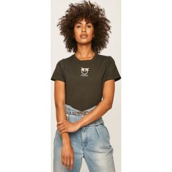 Pinko - T-shirt. Zielone t-shirty damskie Pinko, s, z aplikacjami, z bawełny, z okrągłym kołnierzem. Za 349,90 zł.