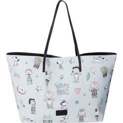 Shopper bag damskie: Shopper bag „Peanuts” w kolorze błękitnym – 55 x 34 x 18 cm