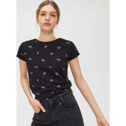 Koszulka w kwiaty - Szary. Szare koszulki damskie Cropp, s, w kwiaty. Za 29,99 zł.