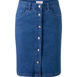 Spódnica ze stretchem z guzikami bonprix niebieski denim. Niebieskie spódniczki damskie bonprix, z denimu. Za 54,99 zł.