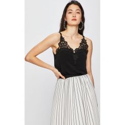 Morgan - Top. Czarne bluzki damskie Morgan, s, w koronkowe wzory, z elastanu, casualowe, bez kołnierzyka, bez rękawów. W wyprzedaży za 89,90 zł.