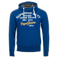 Pepe Jeans Bluza Męska Whesley M, Niebieski. Niebieskie bluzy męskie Pepe Jeans, m, z napisami, z jeansu, z kapturem, bez rękawów. W wyprzedaży za 272,00 zł.