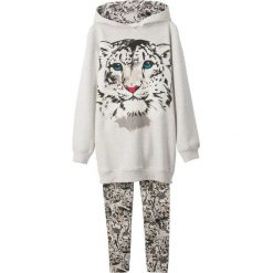 Bluza + legginsy (2 części) bonprix naturalny melanż. Białe legginsy dziewczęce bonprix, z nadrukiem. Za 89,99 zł.