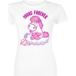 Minions Einhorn - Fluffy Yours Forever Koszulka damska biały. Białe bluzki damskie marki Minions, m, z nadrukiem, eleganckie, z okrągłym kołnierzem. Za 42,90 zł.