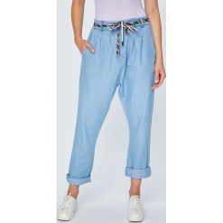 Answear - Spodnie Boho Bandit. Niebieskie spodnie damskie ANSWEAR, s, bez wzorów, z bawełny, boho, z obniżonym stanem. W wyprzedaży za 79,90 zł.