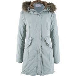 Parka z miękkim sztucznym futerkiem po wewnętrznej stronie bonprix srebrnoszary. Szare kurtki damskie marki bonprix, bez wzorów, bez kaptura. Za 99,99 zł.
