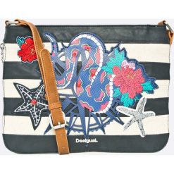 Desigual - Torebka Snake Sailor Molina. Szare torebki klasyczne damskie marki Desigual, w paski, z bawełny, średnie. W wyprzedaży za 139,90 zł.