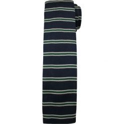 Casualowy, Dziergany Krawat Męski Knit - Granat z Zielonym Motywem KRALTS0188. Niebieskie krawaty męskie Alties, w paski, z jeansu, sportowe. Za 44,00 zł.
