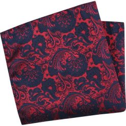 Granatowo-Czerwona Elegancka Męska Poszetka -ALTIES- Wzór Orientalny POSZALTTANIA0401. Czerwone poszetki męskie Alties, z materiału, eleganckie. Za 16,90 zł.