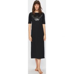 Emporio Armani - Koszulka piżamowa. Czarne piżamy damskie Emporio Armani, s, bez wzorów, z bawełny, bez rękawów. W wyprzedaży za 199,90 zł.