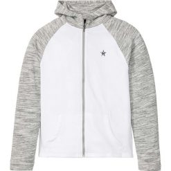 Bluza rozpinana z rękawami reglanowymi bonprix szaro-biały. Szare bluzy męskie bonprix, xl, bez wzorów, z kapturem, bez rękawów, z kapturem. Za 99,99 zł.