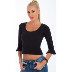 Czarna krótka bluzka 21236. Czarne bluzki damskie marki Fasardi, l, z krótkim rękawem. Za 29,00 zł.