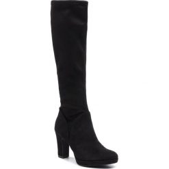 Kozaki TAMARIS - 1-25522-23 Black 001. Czarne kozaki damskie Tamaris, ze skóry ekologicznej, bez obcasa, na obcasie, bez zapięcia. W wyprzedaży za 219,00 zł.