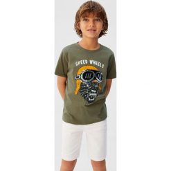 Mango Kids - T-shirt dziecięcy Moto5 110-164 cm. Niebieskie t-shirty chłopięce Mango Kids, z nadrukiem, z bawełny, bez rękawów. Za 49,90 zł.