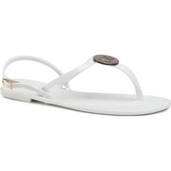 Sandały MAX MARA - Marruca 35210106600 Bianco 003/003. Białe klapki damskie Max Mara, bez wzorów, z tworzywa sztucznego, bez obcasa, na obcasie. W wyprzedaży za 289,00 zł.