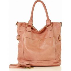 MARCO MAZZINI Torebka skórzana vintage shopper z dwoma kieszeniami pelle lavata salmone. Torby damskie na zakupy MAZZINI, w paski, ze skóry, vintage, bez dodatków. Za 499,00 zł.