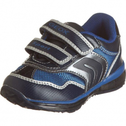 Sneakersy "Todo" w kolorze granatowo-srebrnym. Niebieskie trampki chłopięce marki geox kids, z gumy. W wyprzedaży za 125,95 zł.