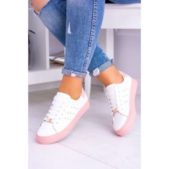 Damskie Białe Tenisówki Różowa Podeszwa Berline. Różowe buty sportowe damskie Tagless, bez wzorów, bez zapięcia. Za 79,00 zł.