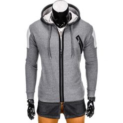 Bluzy męskie: BLUZA MĘSKA ROZPINANA Z KAPTUREM B756 – GRAFITOWA
